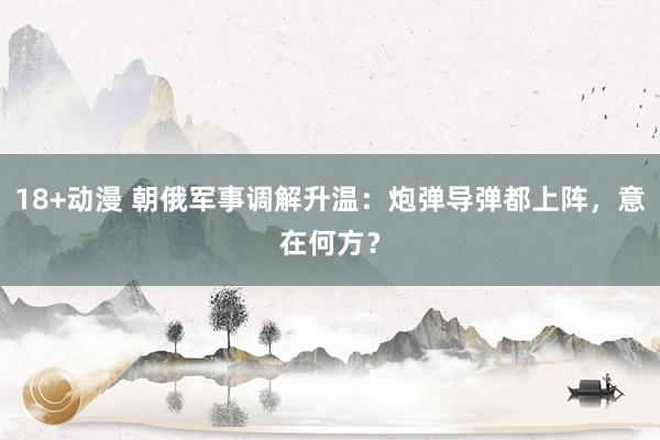 18+动漫 朝俄军事调解升温：炮弹导弹都上阵，意在何方？