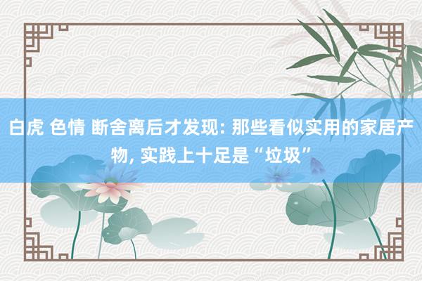 白虎 色情 断舍离后才发现: 那些看似实用的家居产物, 实践上十足是“垃圾”