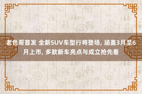 老色哥首发 全新SUV车型行将登场, 涵盖3月至6月上市, 多款新车亮点与成立抢先看