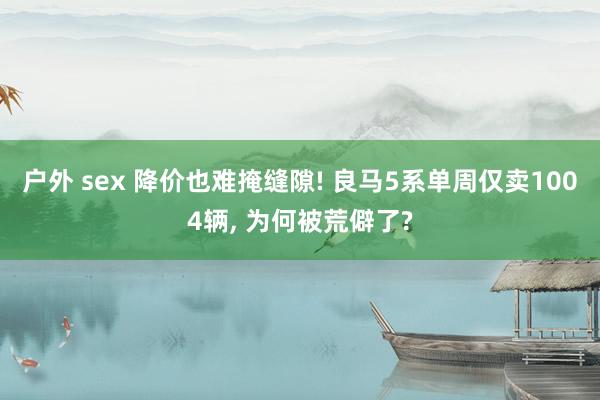 户外 sex 降价也难掩缝隙! 良马5系单周仅卖1004辆, 为何被荒僻了?